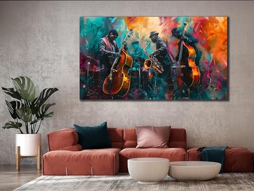 Toile de jazz colorée pour salon moderne, affiche musicale TONGYINLI 40x80cm - 4