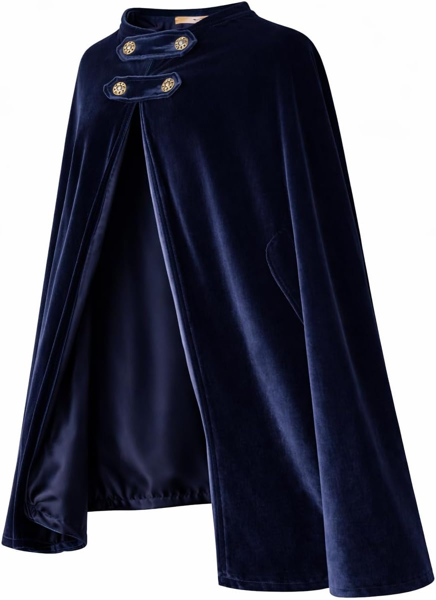 Medieval Cape Satin Lined Renaissance Cloak with Arm Slits, Costume Cape for LARP, Gothic, Fantasy, Theatre