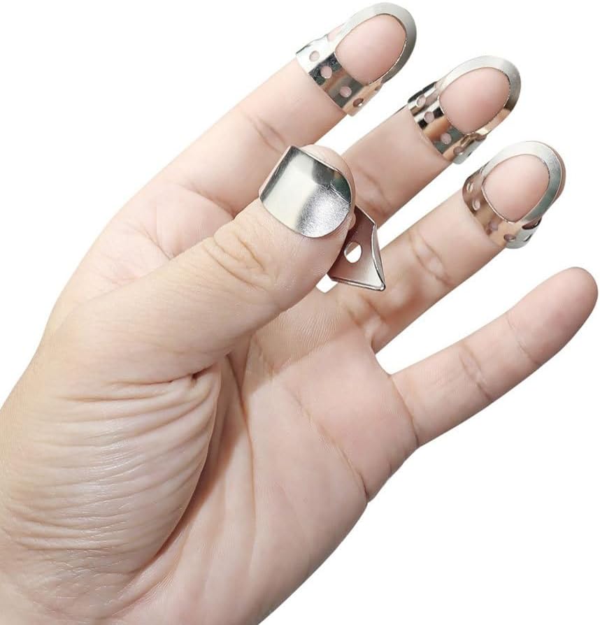 Electric Guitar Slide Stainless Steel Tone Bar with Metal Finger Picks Set 3 Inch Solid Round Nose Slider for Guitar Sustain and Clear Sound