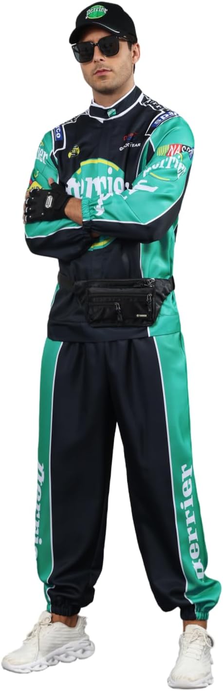 7 Pcs Race Car Driver Costume Adult Halloween Costume Racing Costume Racing Jumpsuit Full Cosplay Set - Image 6
