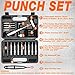 BESTNULE Punch Set, Pin Punches, Punch Tool, Roll Pin Punch Set, Made of High Quality Metal Material Including Punches and Hammer, Mechanical Repair Tool, with Organizer Storage Box (with Bench Block)