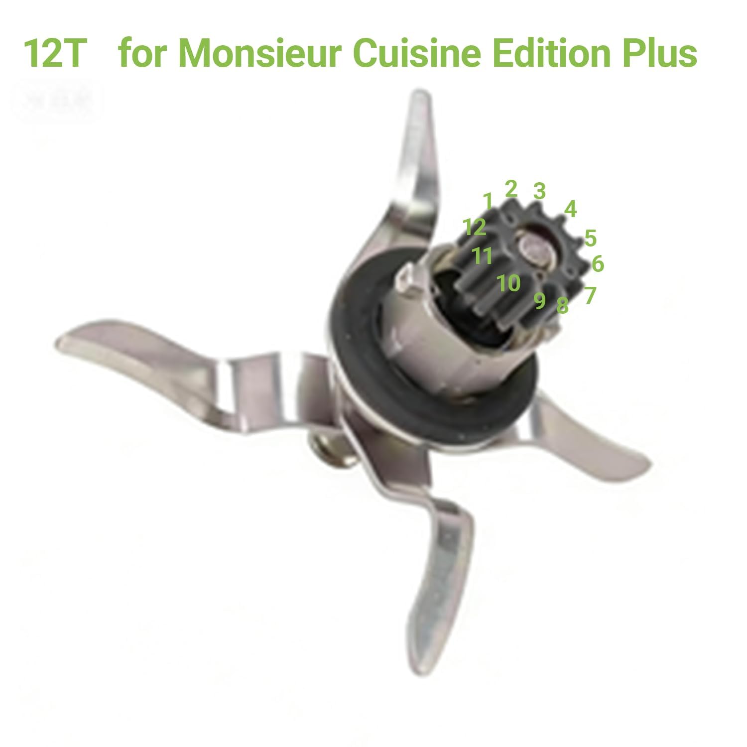 Lama di ricambio per frullatore Monsieur Cuisine Edition Plus, coltello misto in acciaio inox, 12 denti, compatibile con Silvercrest SKMK1200A1/B2, include rondella di ricambio
