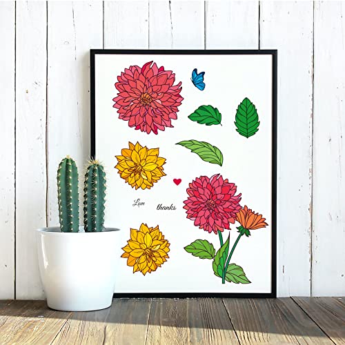 Infunly Dahlia Stamp Set Flower Rubber Stamps For Crafting Clear Rubber Stamps Card Making Supplies For Scrapbooking Decoration #TOP5