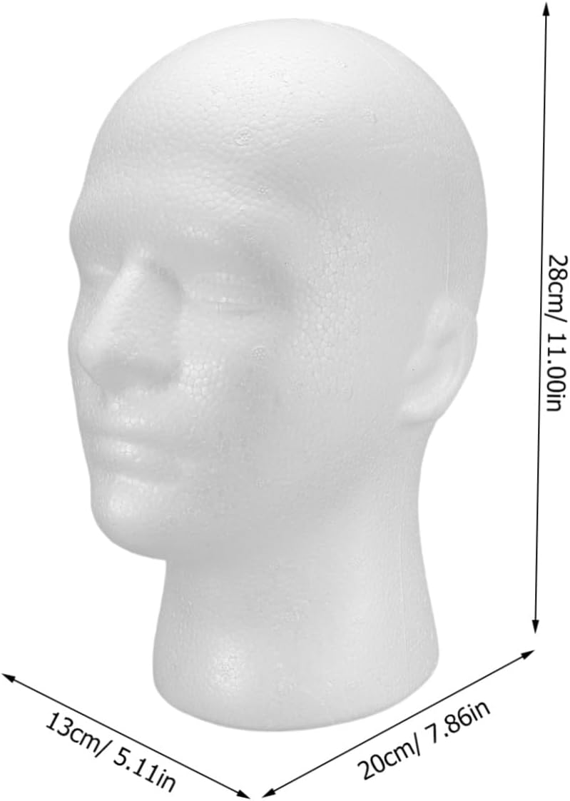 Garneck 2pcs Foam Mannequin Heads for Men, Lightweight Realistic Male Head Display Stands for Wigs, Hats, Glasses, and Jewelry, for Makeup and Retail Settings