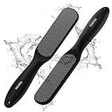 FERYES Lima per piedi in vetro bifacciale - Spazzola per piedi con manico lungo per pelle morta, riparazione del tallone screpolato, strumenti per pedicure per rimozione calli, raschietto per piedi in immagine