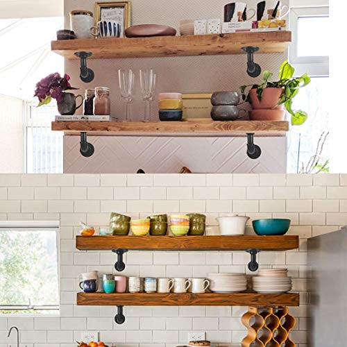 Janyang LGJ01 Industrial Pipe Shelf Brackets For 8 10 12 14 Inches Board, Iron L Pipe Floating Shelf Bracket Heavy Duty Metal Shelving Brackets thumb #6
