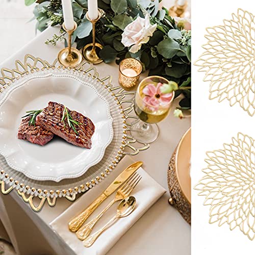 Pressed Vinyl Placemats And Coaster Set Of 10,Hollow Out Mats Vinyl Non-Slip Heat Insulation Washable Table Mats Durable Pvc Place Mats For Wedding, Restaurant,Cafe, Home Kitchen Decoration #TOP3