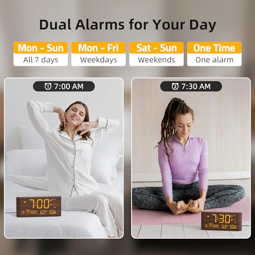 Raynic Digital Alarm Clock, 8.7" Large LED Display, Dual Alarms for Bedroom - Image 3