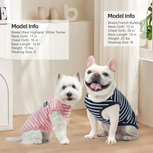 Image of MIHACHI Dog Shirts Cotton Striped T-Shirt, Summer Pet Clothes for Small Dogs, 2-Pack Soft Puppy Apparel Cat Tee, Sleeveless Lightweight, Quick Dry, Breathable,Stretchy for, Navy Blue S