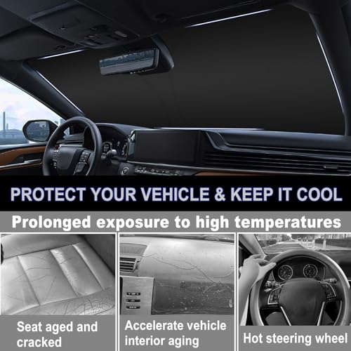 Image of Car Windshield Sun Shade for 2025 2026 Toyota Camry| Front Window Sun Visor| 310T Reflective Polyester| UV Heat Insulation Protection| Foldable Sunshade with Storage Pouch