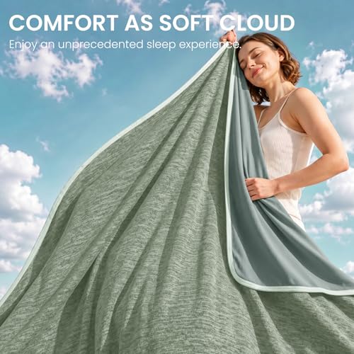 Image of Topcee Cooling Blanket(90 inchx108 inchKing Size) for Night Sweats Absorbs Heat to Keep Adults Cool on Warm Nights, Q-Max 0.5 Cooling Blankets for Hot Sleepers, Ultra-Cool Lightweight Blanket for Bed