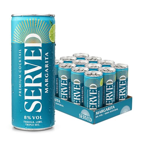 SERVED Margarita Cocktail 8% ABV Premium Bar Quality Cocktails Pre-Mixed & Ready To Drink 12 x 250ml Cans
