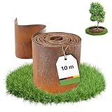 Dönges Rasenkante aus Cortenstahl 10 m - Beeteinfassung aus Metall 14 cm hoch - Einfache Montage - Beetumrandung mit Rostoptik, 0,75mm Dicke