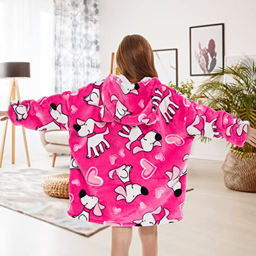 THREE POODLE Wearable Blanket Hoodie, Glow in The Dark Oversized Hoodie Blanket, Sherpa Hooded Blanket Sweatshirt for Adults Women Men Kids, Cozy Gifts