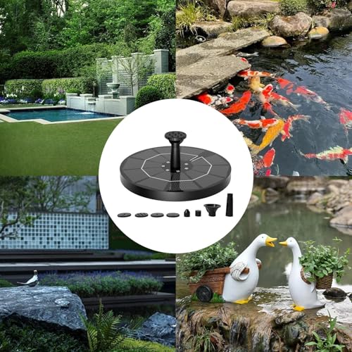 Bomba solar para fuente con panel integrado y luces LED para jardín 5