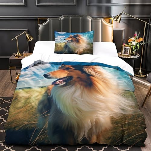 Housse couette Sheltie anti-pli en microfibre respirante 3D