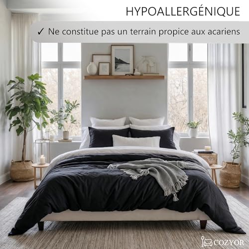 Parure de lit 155x220 fermeture éclair robuste housse microfibre - 4