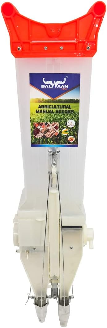 Balwaan Krishi Agricultural Manual Seeder | Double Barrel Hand Operated Seeding Tool | Plant Seeder, for Sowing Seeds and applying Fertilizer|S-2