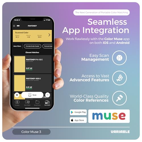 Image of COLOR MUSE 3 Portable Color Matching and Paint Scanner Device - Wireless Digital Colorimeter Sensor for Accurate Color and Sheen Detection - Pocket-Sized, Easy Carry, Indoor /Outdoor Projects - Black