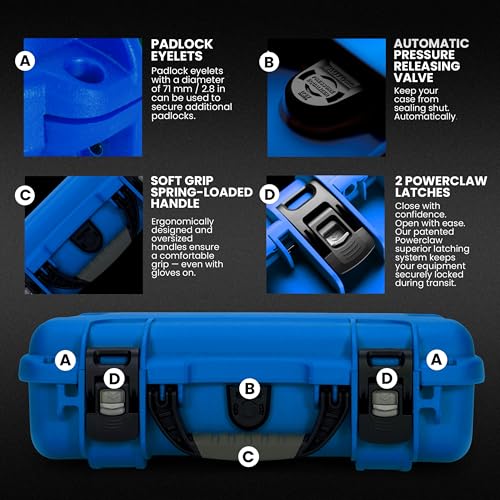 Image of NANUK 910 Hard Case with Customizable Cubed Foam, IP67 Waterproof, Dustproof and Impact Resistant, 14.3 inch x 11.1 inch x 4.7 inch, Rugged Construction for Ultimate Protection, Made in Canada - Blue