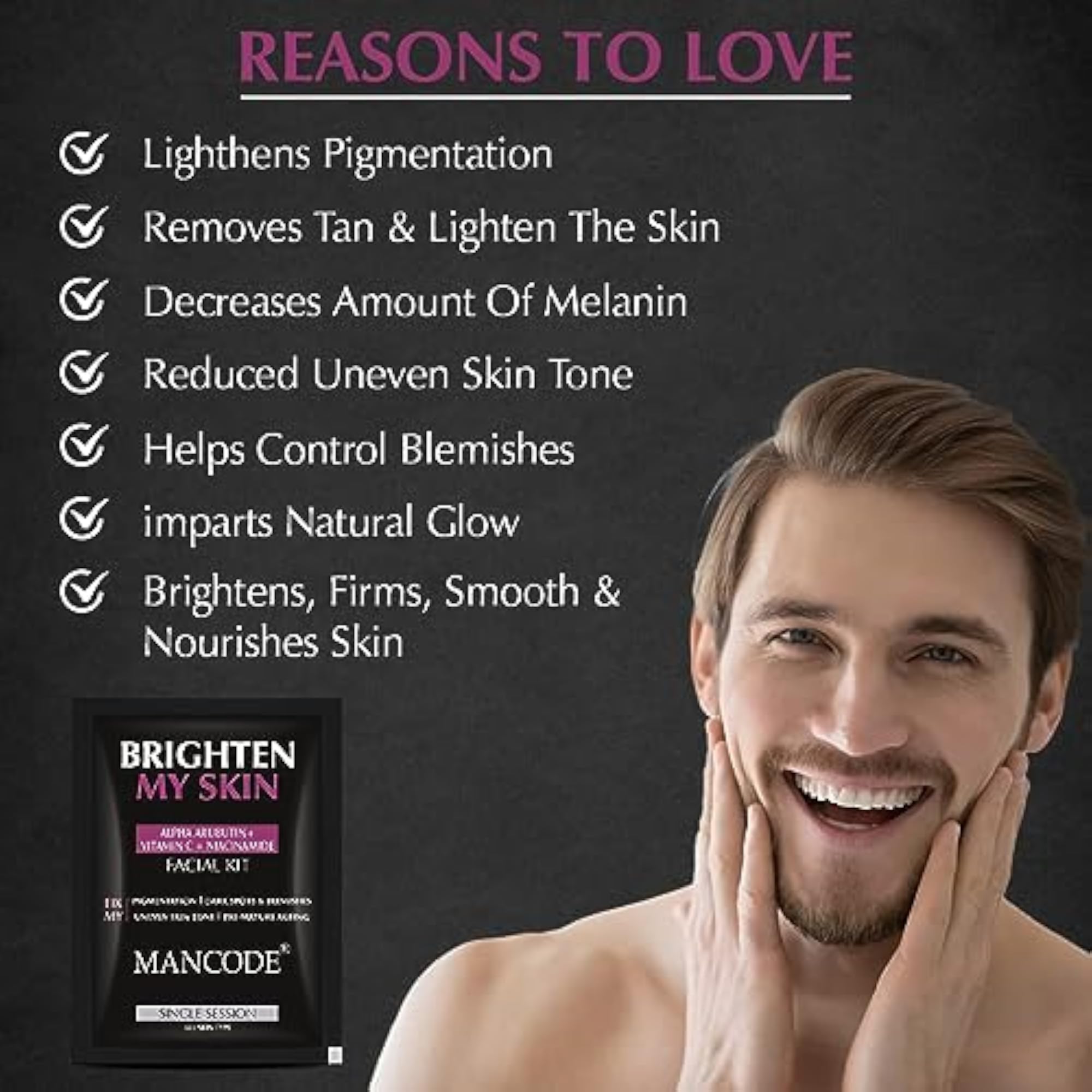 Mancode Brighten My Skin Facial Kit for Men, 58 g, Glowing Skin