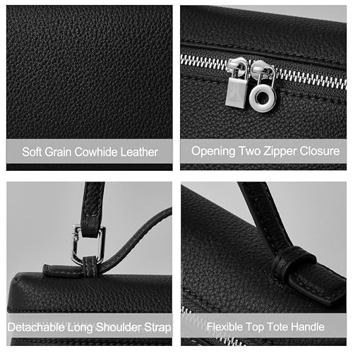 Image of DORIS&JACKY Small Leather Crossbody Bag for Women Designer Mini Top Handle Clutch Phone Bag with Adjustable Shoulder Strap