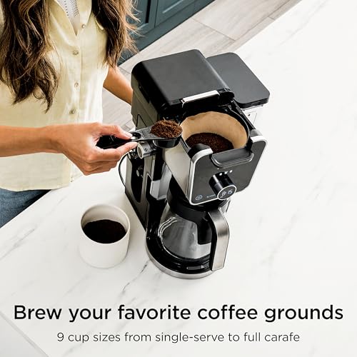 Image of Ninja Specialty Drip Coffee Maker | DualBrew Pro Specialty Coffee Machine w / Frother, Paper Filter | Brew with Pods & Grounds, K Cups Compatible | 4 Brew Styles, 13 Cup to Pot Sizes | Black, CFP301