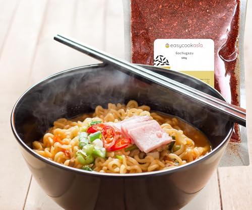EasyCookAsia Gochugaru | Koreanische Gochugaru Chiliflocken in Plastik | 100g | Gochugaru Chili Flakes | grob gemahlen (1er)