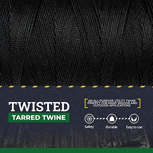 Image of SGT KNOTS Tarred Twine - 100% Nylon Bank Line for Bushcraft, Netting, Gear Bundles, Construction, Lacing Twisted Cord, Weatherproof #9-1 /4 lb