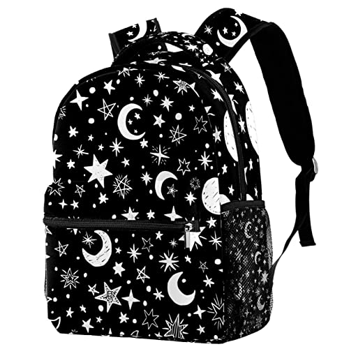 Sac à dos de voyage étoiles noir et blanc pour le campus et les sorties