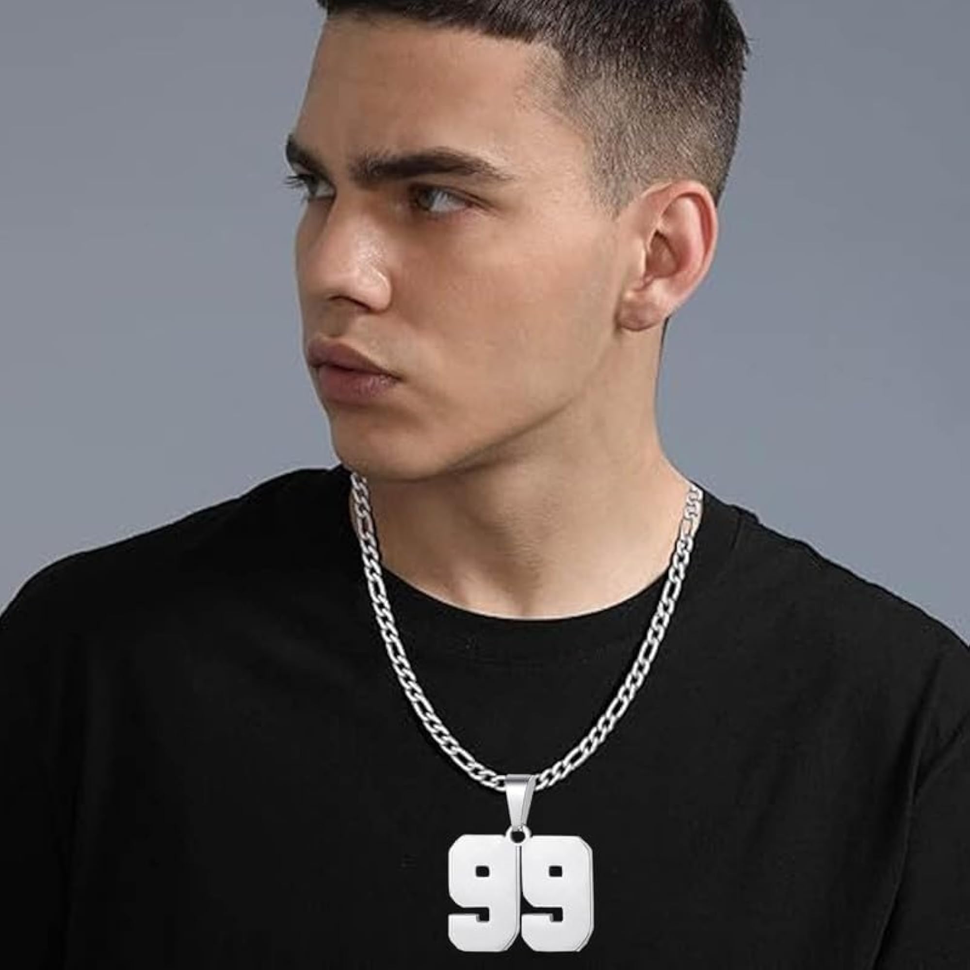 Personalized Stainless Steel Jersey Number Necklace for Athletes