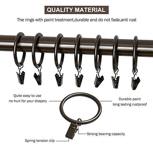 image for ARPENTER 40 Pack Bronze Curtain Rings with Clips for Drapes, 2.2 inch 