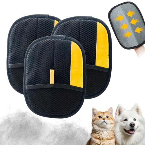 Fyozyon Hair Removal Glove Electrostatic Pet Hair Removal Gloves Hair Remover Glove for Pet Reusable Dog Cat Hairs Remover Mitt for Bed Sheets Couch Clothes Carpet Car Seat (3Pcs)