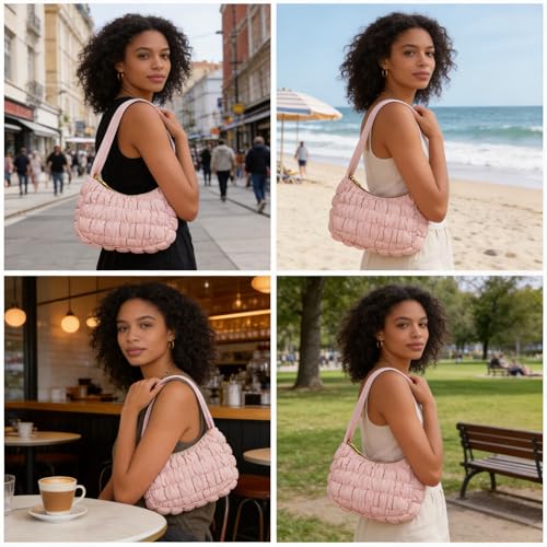 Image of Puffer Tote Bag, Small Tote Purse Lightweight for Everyday Hobo Handbag