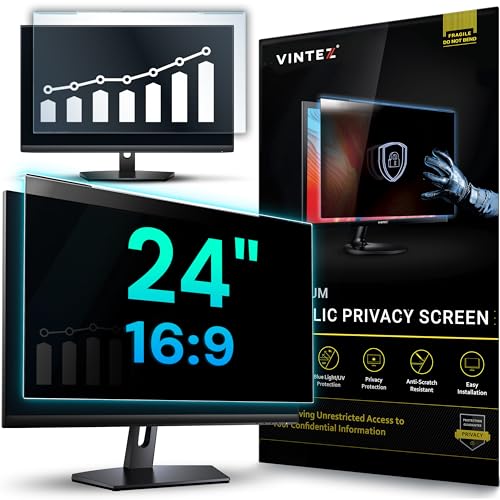 VINTEZ Acrylic 24 Inch - High Clarity Computer Privacy Screen Filter for Widescreen Computer Monitors - 21.2" x 13.4" (540 x 340mm) - Monitor Frame Hanging Type