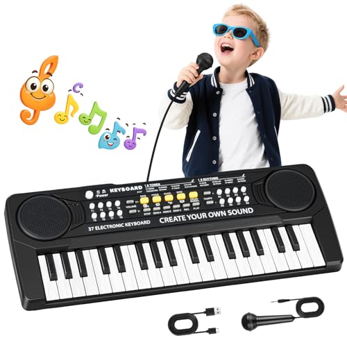 m zimoon 37 Keys Kids Piano Keyboard Electronic Music Piano with Microphone