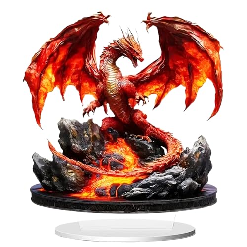 Ornement Animalier en Acrylique Magma Fire Dragon pour Bureau, Appartement ou Maison, Figurine en Acrylique 2D, décoration de Bureau pour Hall d'entrée