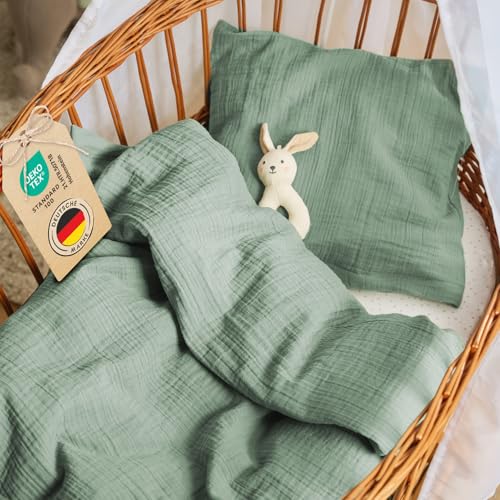 Laleni Baby Bettwäsche 80x80 cm aus Baumwolle - Musselin Kissenbezug 35x40...
