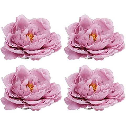 Kalopro Handmade Pink Flower Napkin Rings Set of 4,Faux Peony Napkin Rings,Flower Napkin Holder for Table Decoration, Wedding, Thanksgiving Day,Christmas - Peony Cover