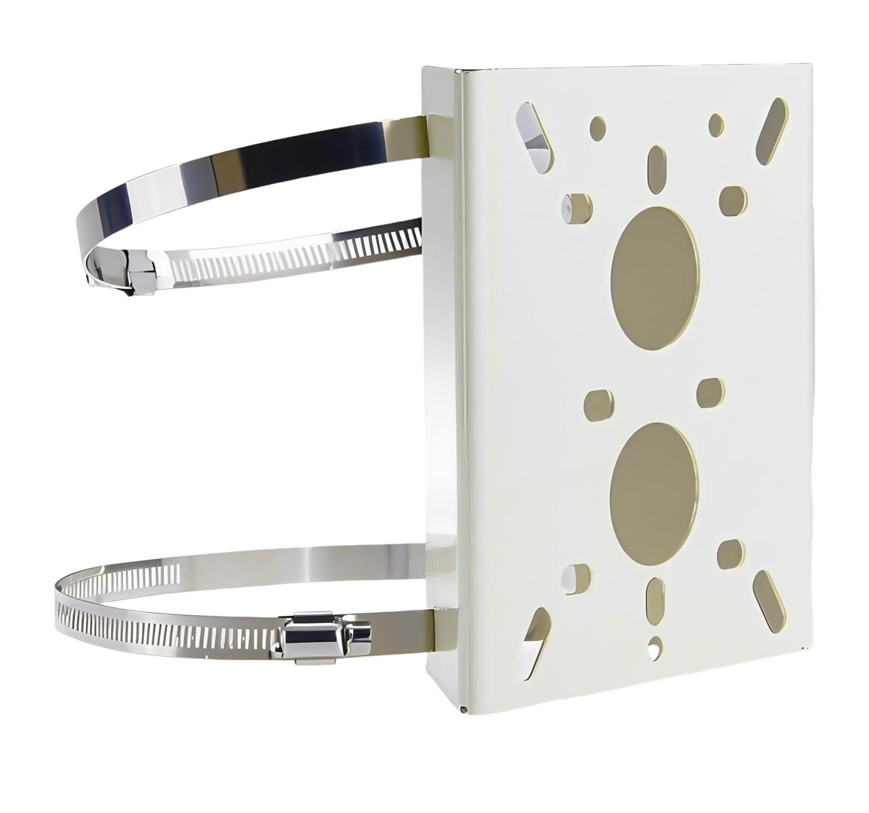 Heavy Duty Metal CCTV Camera Pole Mount Bracket - Universal Indoor/Outdoor Wall/Ceiling Mount, Adjustable Angle, Ivory/Beige, 15KG Load Capacity