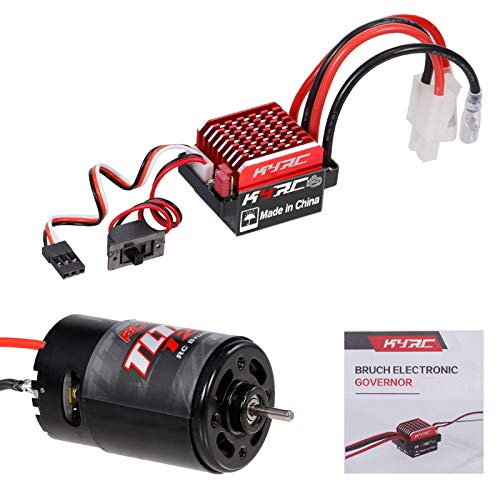 HUIOP RC Motor, 550 12T Brushed Motor with 60A/360A ESC Brushed Electric Speed Controller 6V/2A for Racing Car Truck Replacement for TRAX4 1/10