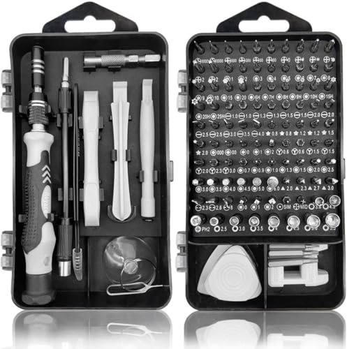 Image of 115-in-1 Precision Magnetic Screwdriver Set with Storage Case | Professional Multi-Bit Repair Tool Kit for Laptop, Mobile, PC, Watch, Eyeglasses, Gaming Console & Electronics (Black)