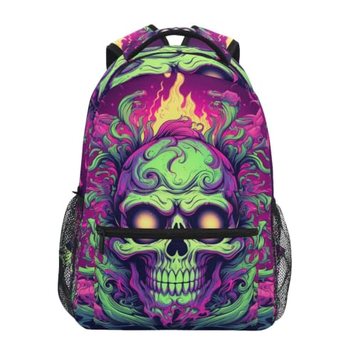Sac à dos crâne feu cartable scolaire pour étudiants et voyage