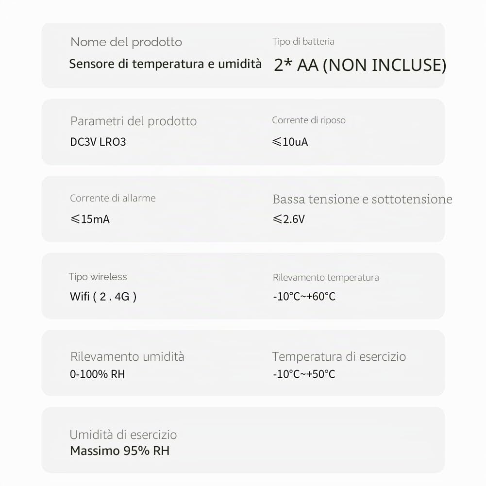 SPORTARC per Tuya - Termometro e igrometro WiFi, 4 pezzi, sensore di temperatura e umidità per uso interno ed esterno, con allarme di notifica tramite app, funziona con l'app per Tuya