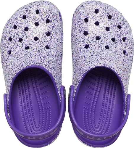 Image of Crocs Kids Classic Glitter Clogs, Neon Purple /Multi, 7 US Unisex Toddler, Neon Purple /Multi, 7 Toddler