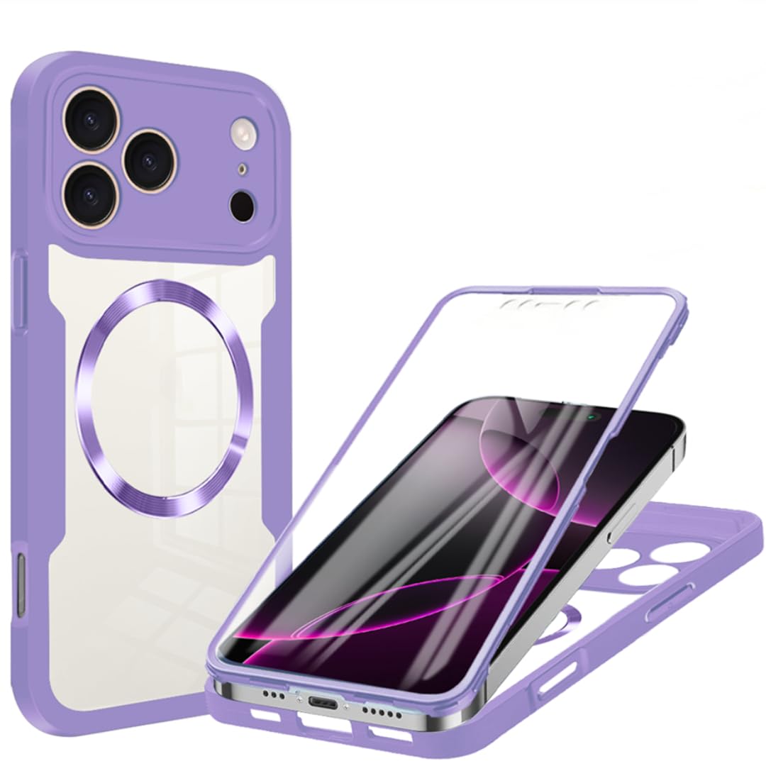 Coque silicone iPhone 12 intégrale et magnétique violette transparente - 8