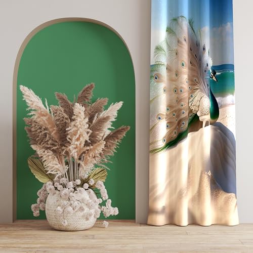 Image of Ultimate Trends Digital Printed |Peacock Prints| Light Filtering Curtains for Windows & Doors | Multiple Styles & Colors | Set of 2 | 6 FEET