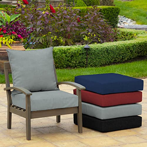 Image of Arden Deep Seat Outdoor Chair Cushion Set (2-Pack), 24 in x 24 in, Weather-Proof, Rain-Proof, Fade Resistant Patio Cushion Set for Chair, Sofa, and Couch Stone Grey Leala