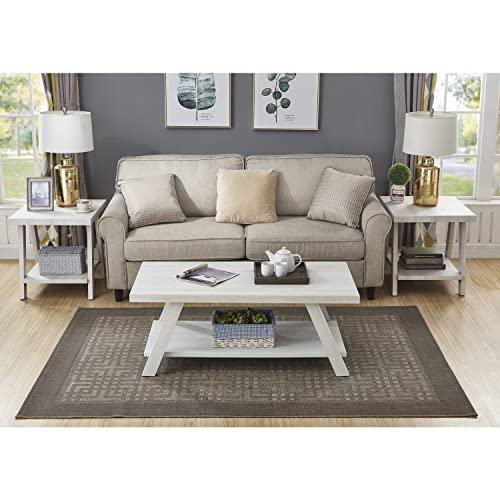 Roundhill Furniture OC3374BR Athens Contemporary Wood Shelf Coffee Table, Weathered Espresso thumb #2
