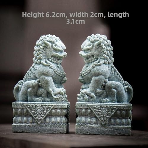 Lions en pierre de protection Bluestone 6,2 cm idée cadeau décoration - 3